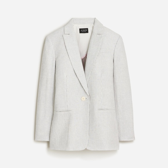 NEW J. Crew Collection Tuxedo Blazer Italian Linen Blend Metallic Stripe Size 8 - Picture 1 of 8